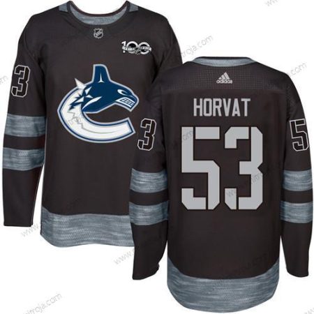 Adidas Herrar Vancouver Canucks #53 Bo Horvat Svart 100th Jubileum Stitched NHL 2017 Hockey Tröjor