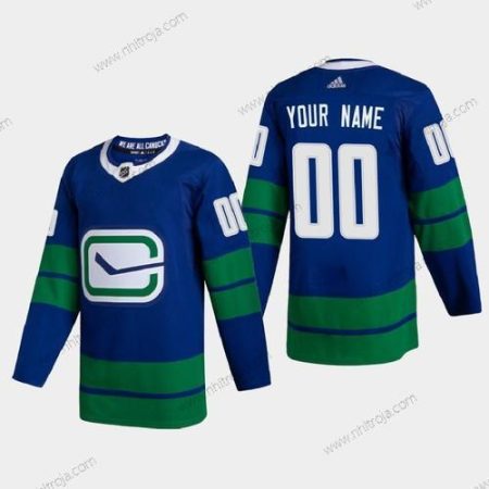 Adidas Herrar Vancouver Canucks Skräddarsydda 2020-21 Autentisk Player Alternativ Stitched NHL Tröjor Blå