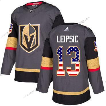 Adidas Herrar Vegas Golden Knights #13 Brendan Leipsic Grå Autentisk USA Flag Stitched NHL Hemma Tröjor