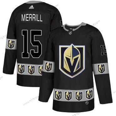 Adidas Herrar Vegas Golden Knights #15 Jon Merrill Svart Team Logos Tröjor