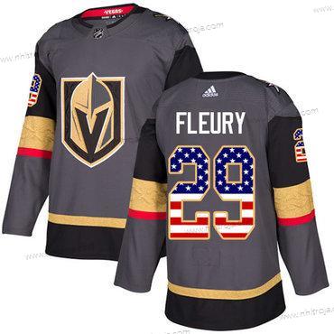 Adidas Herrar Vegas Golden Knights #29 Marc-Andre Fleury Grå Autentisk USA Flag Stitched NHL Hemma Tröjor