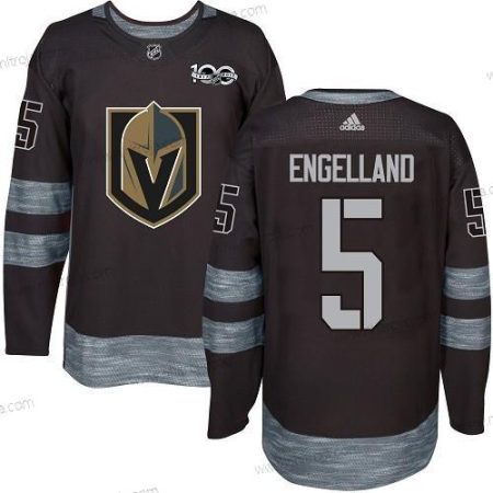 Adidas Herrar Vegas Golden Knights #5 Deryk Engelland Svart 1917-2017 100th Jubileum Stitched NHL Tröjor