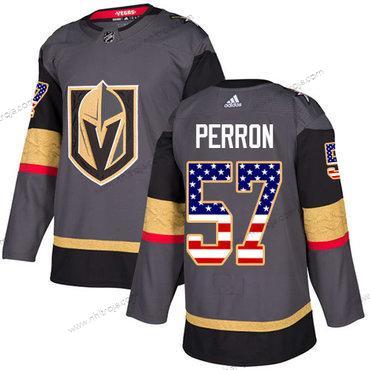 Adidas Herrar Vegas Golden Knights #57 David Perron Grå Autentisk USA Flag Stitched NHL Hemma Tröjor