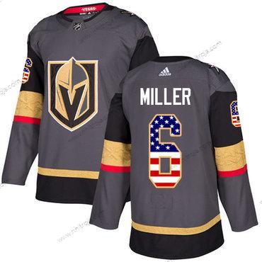 Adidas Herrar Vegas Golden Knights #6 Colin Miller Grå Autentisk USA Flag Stitched NHL Hemma Tröjor