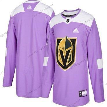 Adidas Herrar Vegas Golden Knights Skräddarsydda Lila Rosa Hockey Bekämpar cancer Träning Tröjor