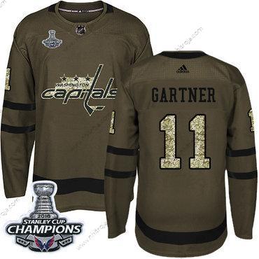 Adidas Herrar Washington Capitals #11 Mike Gartner Grön Salute to Service Stanley Cup Final Champions Stitched NHL Tröjor