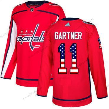 Adidas Herrar Washington Capitals #11 Mike Gartner Röd Autentisk USA Flag Stitched NHL Hemma Tröjor