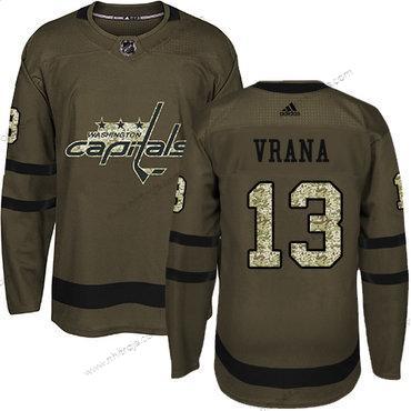 Adidas Herrar Washington Capitals #13 Jakub Vrana Grön Salute to Service Stitched NHL Tröjor