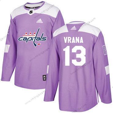 Adidas Herrar Washington Capitals #13 Jakub Vrana Lila Autentisk Bekämpar cancer Stitched NHL Tröjor