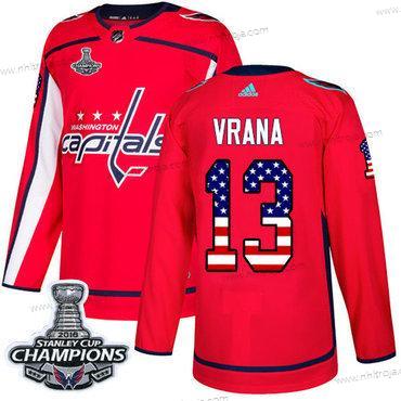 Adidas Herrar Washington Capitals #13 Jakub Vrana Röd Autentisk USA Flag Stanley Cup Final Champions Stitched NHL Hemma Tröjor