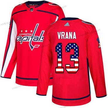 Adidas Herrar Washington Capitals #13 Jakub Vrana Röd Autentisk USA Flag Stitched NHL Hemma Tröjor