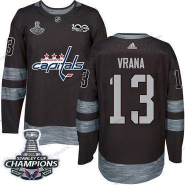 Adidas Herrar Washington Capitals #13 Jakub Vrana Svart 1917-2017 100th Jubileum Stanley Cup Final Champions Stitched NHL Tröjor