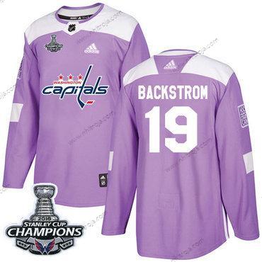 Adidas Herrar Washington Capitals #19 Nicklas Backstrom Lila Autentisk Bekämpar cancer Stanley Cup Final Champions Stitched NHL Tröjor