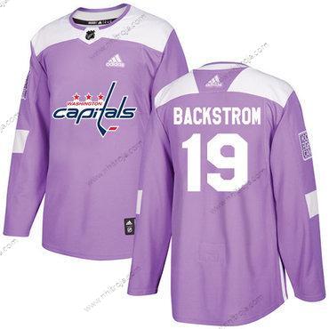 Adidas Herrar Washington Capitals #19 Nicklas Backstrom Lila Autentisk Bekämpar cancer Stitched NHL Tröjor