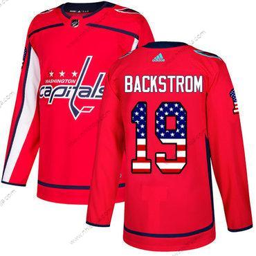 Adidas Herrar Washington Capitals #19 Nicklas Backstrom Röd Autentisk USA Flag Stitched NHL Hemma Tröjor