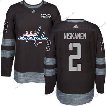 Adidas Herrar Washington Capitals #2 Matt Niskanen Svart 100th Jubileum Stitched NHL 2017 Hockey Tröjor