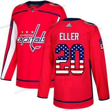 Adidas Herrar Washington Capitals #20 Lars Eller Röd Autentisk USA Flag Stitched NHL Hemma Tröjor