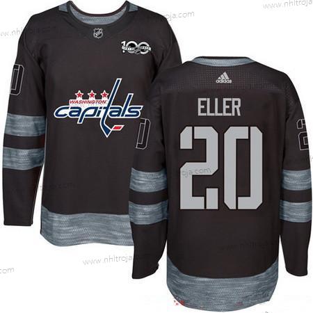 Adidas Herrar Washington Capitals #20 Lars Eller Svart 100th Jubileum Stitched NHL 2017 Hockey Tröjor