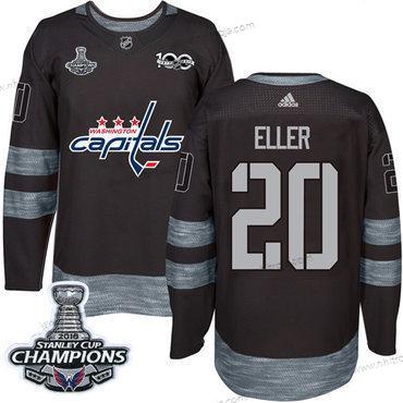 Adidas Herrar Washington Capitals #20 Lars Eller Svart 1917-2017 100th Jubileum Stanley Cup Final Champions Stitched NHL Tröjor