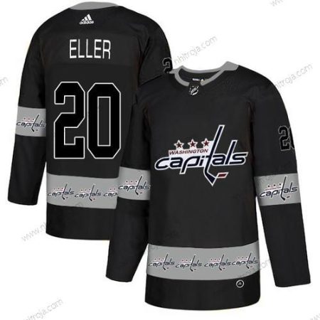 Adidas Herrar Washington Capitals #20 Lars Eller Svart Team Logos Tröjor