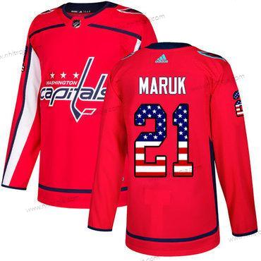 Adidas Herrar Washington Capitals #21 Dennis Maruk Röd Autentisk USA Flag Stitched NHL Hemma Tröjor