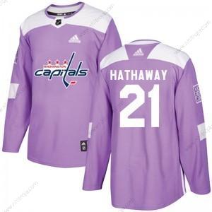 Adidas Herrar Washington Capitals #21 Garnet Hathaway Lila Autentisk Bekämpar cancer Träning Tröjor