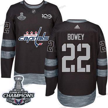 Adidas Herrar Washington Capitals #22 Madison Bowey Svart 1917-2017 100th Jubileum Stanley Cup Final Champions Stitched NHL Tröjor