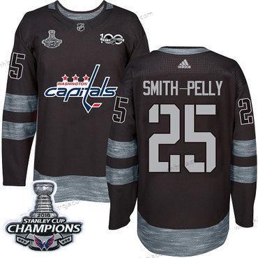 Adidas Herrar Washington Capitals #25 Devante Smith-Pelly Svart 1917-2017 100th Jubileum Stanley Cup Final Champions Stitched NHL Tröjor