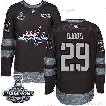 Adidas Herrar Washington Capitals #29 Christian Djoos Svart 1917-2017 100th Jubileum Stanley Cup Final Champions Stitched NHL Tröjor