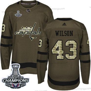 Adidas Herrar Washington Capitals #43 Tom Wilson Grön Salute to Service Stanley Cup Final Champions Stitched NHL Tröjor