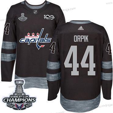 Adidas Herrar Washington Capitals #44 Brooks Orpik Svart 1917-2017 100th Jubileum Stanley Cup Final Champions Stitched NHL Tröjor