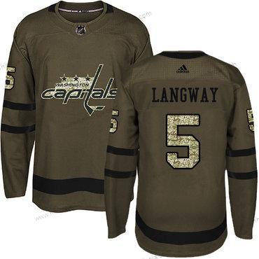 Adidas Herrar Washington Capitals #5 Rod Langway Grön Salute to Service Stitched NHL Tröjor