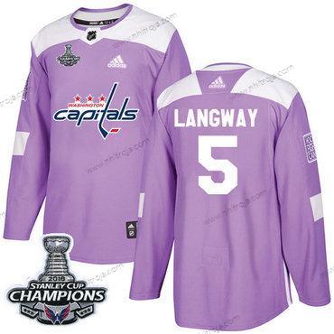 Adidas Herrar Washington Capitals #5 Rod Langway Lila Autentisk Bekämpar cancer Stanley Cup Final Champions Stitched NHL Tröjor