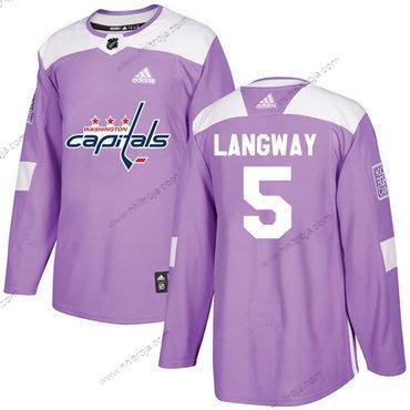 Adidas Herrar Washington Capitals #5 Rod Langway Lila Autentisk Bekämpar cancer Stitched NHL Tröjor