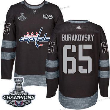 Adidas Herrar Washington Capitals #65 Andre Burakovsky Svart 1917-2017 100th Jubileum Stanley Cup Final Champions Stitched NHL Tröjor