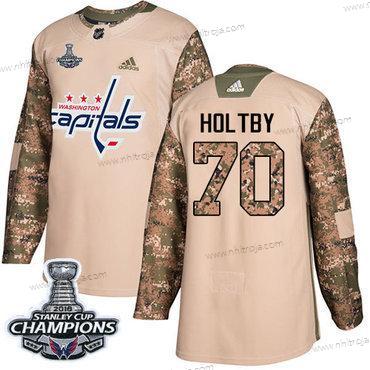 Adidas Herrar Washington Capitals #70 Braden Holtby Camo Autentisk 2017 Veterans Day Stanley Cup Final Champions Stitched NHL Tröjor