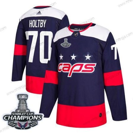 Adidas Herrar Washington Capitals #70 Braden Holtby Marin Autentisk 2018 Stadium Series Stanley Cup Final Champions Stitched NHL Tröjor