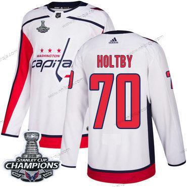 Adidas Herrar Washington Capitals #70 Braden Holtby Vit Road Autentisk Stanley Cup Final Champions Stitched NHL Tröjor