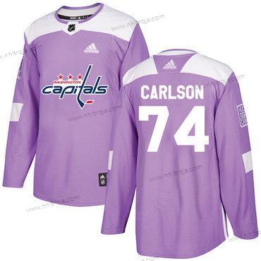 Adidas Herrar Washington Capitals #74 John Carlson Lila Autentisk Bekämpar cancer Stitched NHL Tröjor