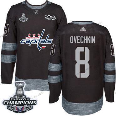 Adidas Herrar Washington Capitals #8 Alex Ovechkin Svart 1917-2017 100th Jubileum Stanley Cup Final Champions Stitched NHL Tröjor