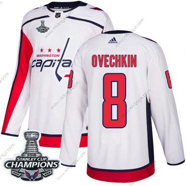 Adidas Herrar Washington Capitals #8 Alex Ovechkin Vit Road Autentisk Stanley Cup Final Champions Stitched NHL Tröjor