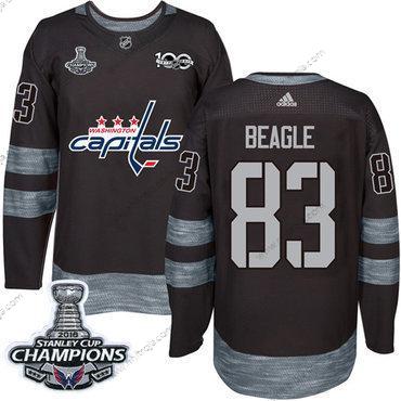 Adidas Herrar Washington Capitals #83 Jay Beagle Svart 1917-2017 100th Jubileum Stanley Cup Final Champions Stitched NHL Tröjor