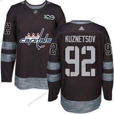 Adidas Herrar Washington Capitals #92 Evgeny Kuznetsov Svart 100th Jubileum Stitched NHL 2017 Hockey Tröjor