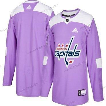 Adidas Herrar Washington Capitals Skräddarsydda Lila Rosa Hockey Bekämpar cancer Träning Tröjor