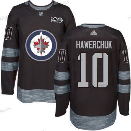 Adidas Herrar Winnipeg Jets #10 Dale Hawerchuk Svart 100th Jubileum Stitched NHL 2017 Hockey Tröjor