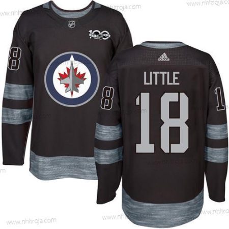 Adidas Herrar Winnipeg Jets #18 Bryan Little Svart 100th Jubileum Stitched NHL 2017 Hockey Tröjor