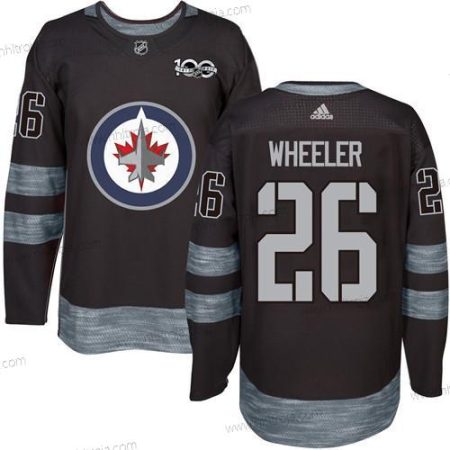 Adidas Herrar Winnipeg Jets #26 Blake Wheeler Svart 100th Jubileum Stitched NHL 2017 Hockey Tröjor