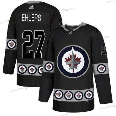 Adidas Herrar Winnipeg Jets #27 Nikolaj Ehlers Svart Team Logos Tröjor