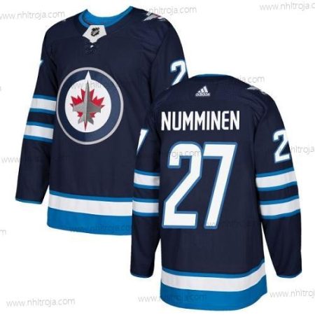 Adidas Herrar Winnipeg Jets #27 Teppo Numminen Marin Blå Autentisk Stitched NHL Hemma Tröjor