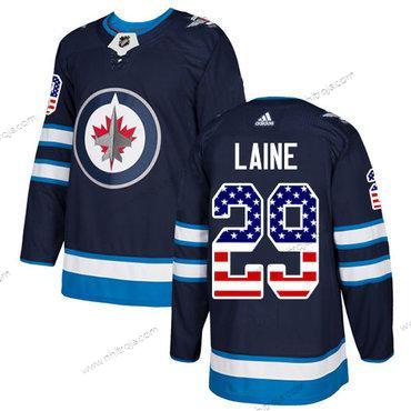 Adidas Herrar Winnipeg Jets #29 Patrik Laine Marin Blå Autentisk USA Flag Stitched NHL Hemma Tröjor